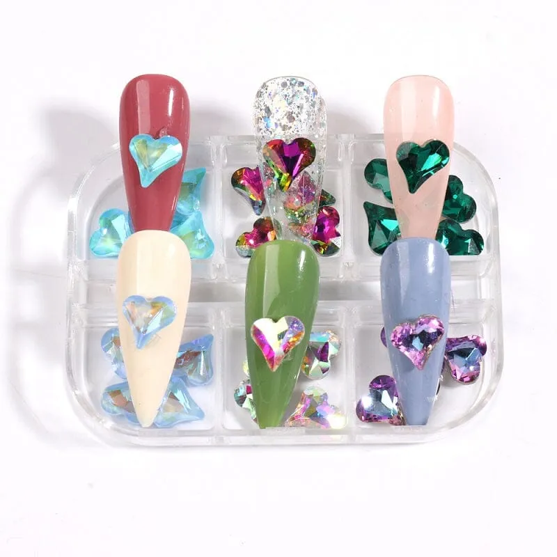 3D Aurora Hearts Nail Art Decoration Tray 6 Colours