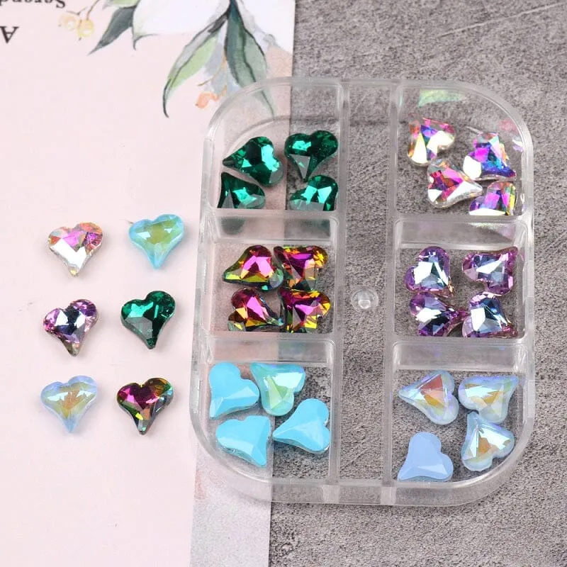 3D Aurora Hearts Nail Art Decoration Tray 6 Colours