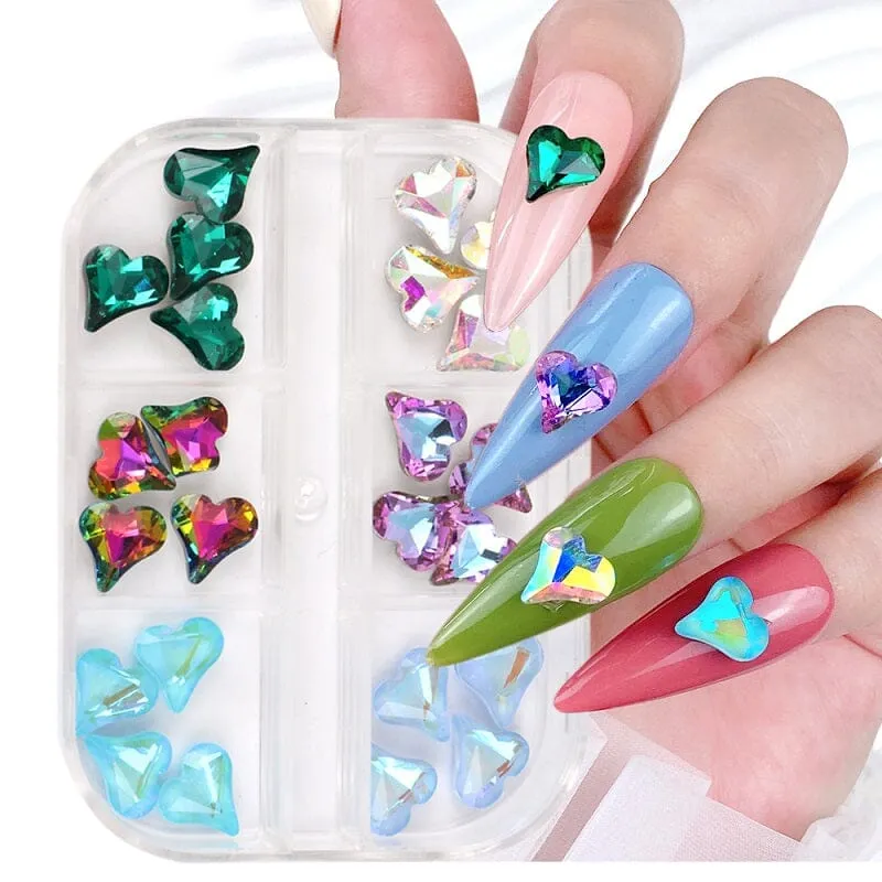 3D Aurora Hearts Nail Art Decoration Tray 6 Colours