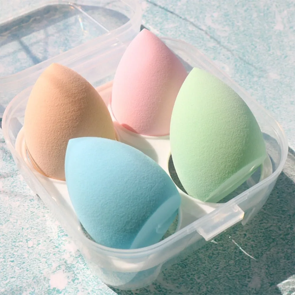 4pcs Makeup Blender Cosmetic Puff Makeup Sponge with Storage Box Foundation Powder Sponge Beauty Tool Women Make Up Accessories