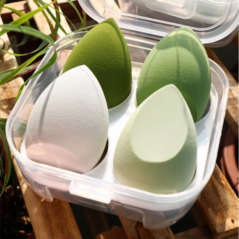 4pcs Makeup Blender Cosmetic Puff Makeup Sponge with Storage Box Foundation Powder Sponge Beauty Tool Women Make Up Accessories