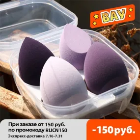 4pcs Makeup Blender Cosmetic Puff Makeup Sponge with Storage Box Foundation Powder Sponge Beauty Tool Women Make Up Accessories