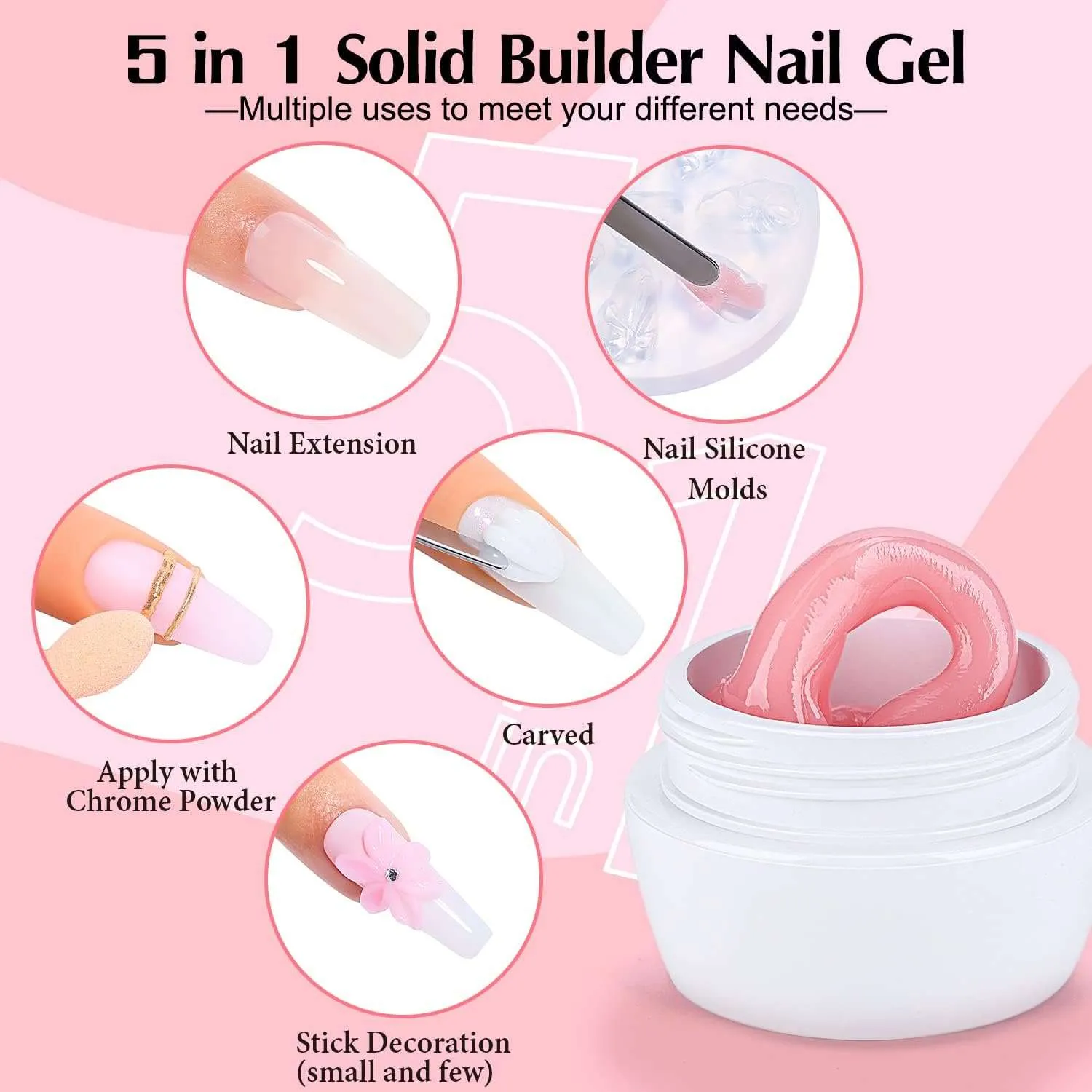 5 in 1 Solid Nail Gel Clear Kit