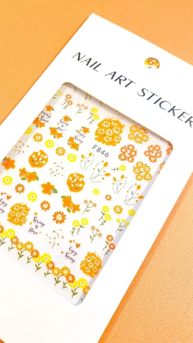 Billie Nail Art Stickers - Orange Floral