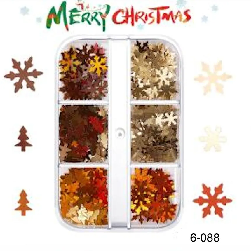 Christmas Nail Art Decoration (6-Grid Tray)