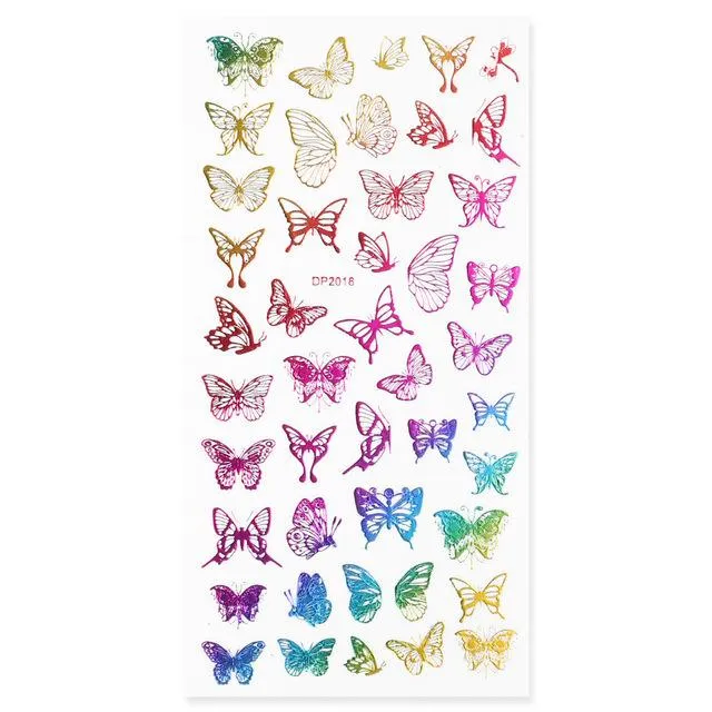 Coloured Butterfly/Heart/Crown Nail Art Stickers