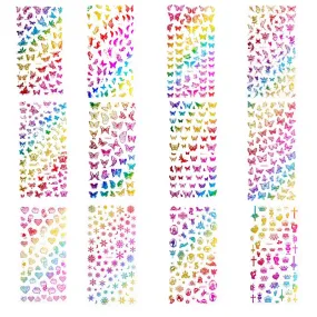 Coloured Butterfly/Heart/Crown Nail Art Stickers