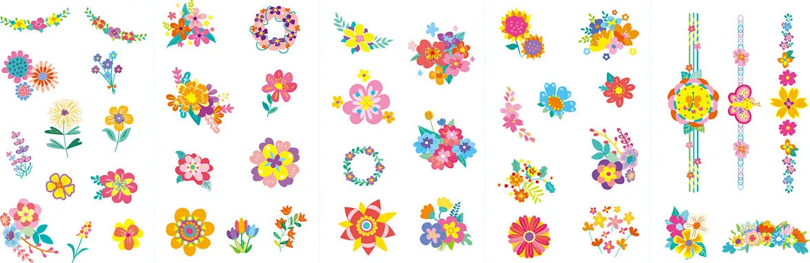 Flowers Nail Stickers & Tattoos