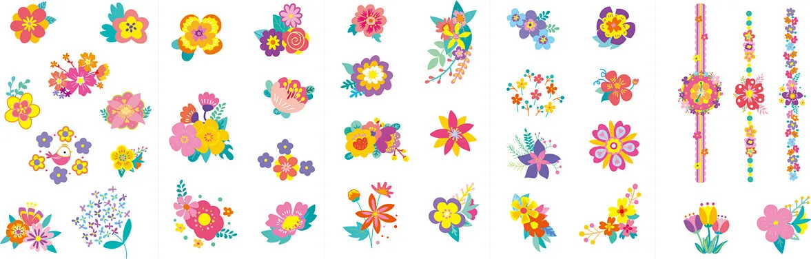 Flowers Nail Stickers & Tattoos