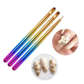 Gel Design Brushes Multicolour Handle 3pcs Set