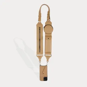 Jayden Side-Slot Crossbody Bandolier - Tan/Gold