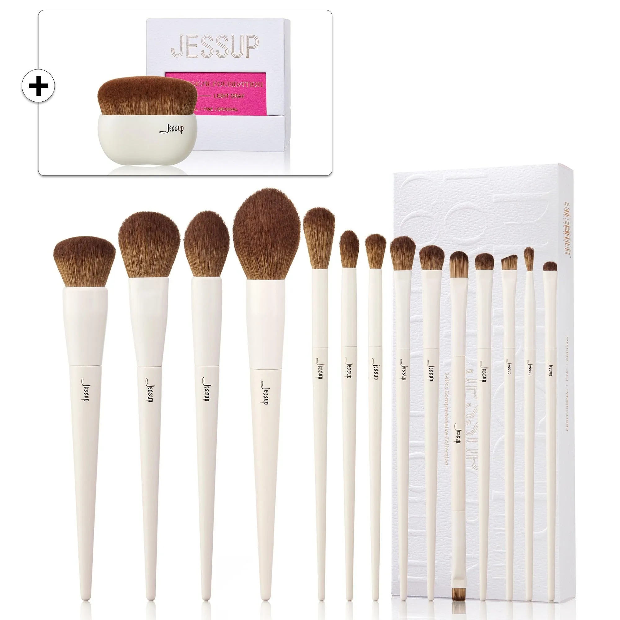 Jessup Makeup Brushes 10-14pcs Makeup Brush set, Synthetic Foundation Powder Contour Eyeshadow Liner Blending Highlight