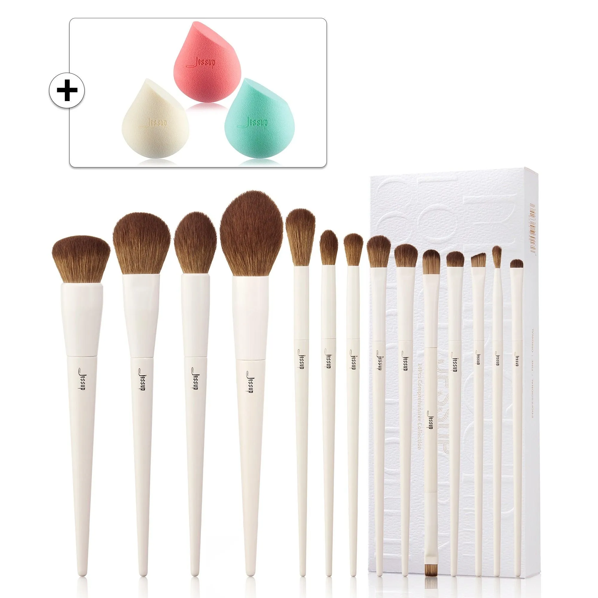 Jessup Makeup Brushes 10-14pcs Makeup Brush set, Synthetic Foundation Powder Contour Eyeshadow Liner Blending Highlight