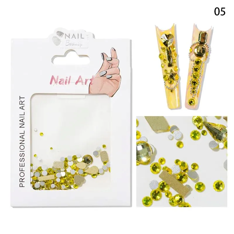 Mixed Colour & Shape Nail Art Rhinestones Pack