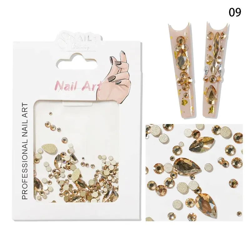 Mixed Colour & Shape Nail Art Rhinestones Pack