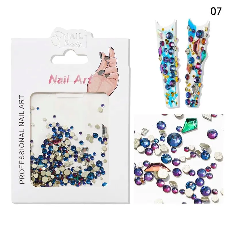 Mixed Colour & Shape Nail Art Rhinestones Pack