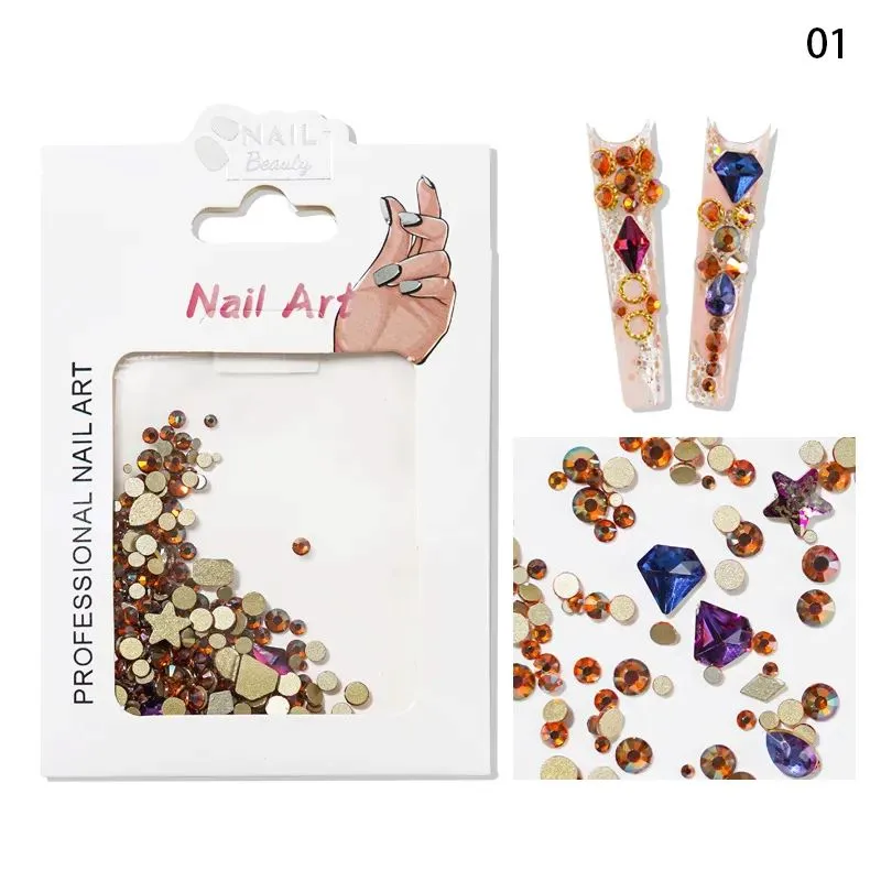 Mixed Colour & Shape Nail Art Rhinestones Pack