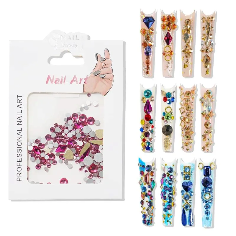 Mixed Colour & Shape Nail Art Rhinestones Pack