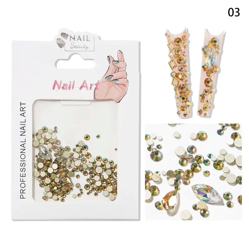 Mixed Colour & Shape Nail Art Rhinestones Pack