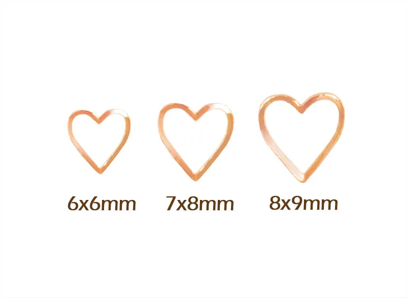 Rose Gold Heart Frame Nail Metal Decoration - 5 pcs (6x6/7x8/8x9mm)