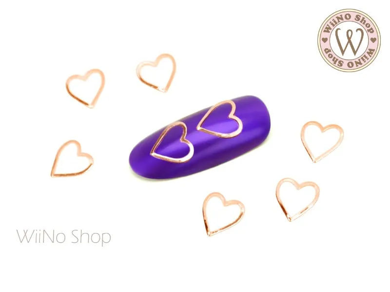 Rose Gold Heart Frame Nail Metal Decoration - 5 pcs (6x6/7x8/8x9mm)