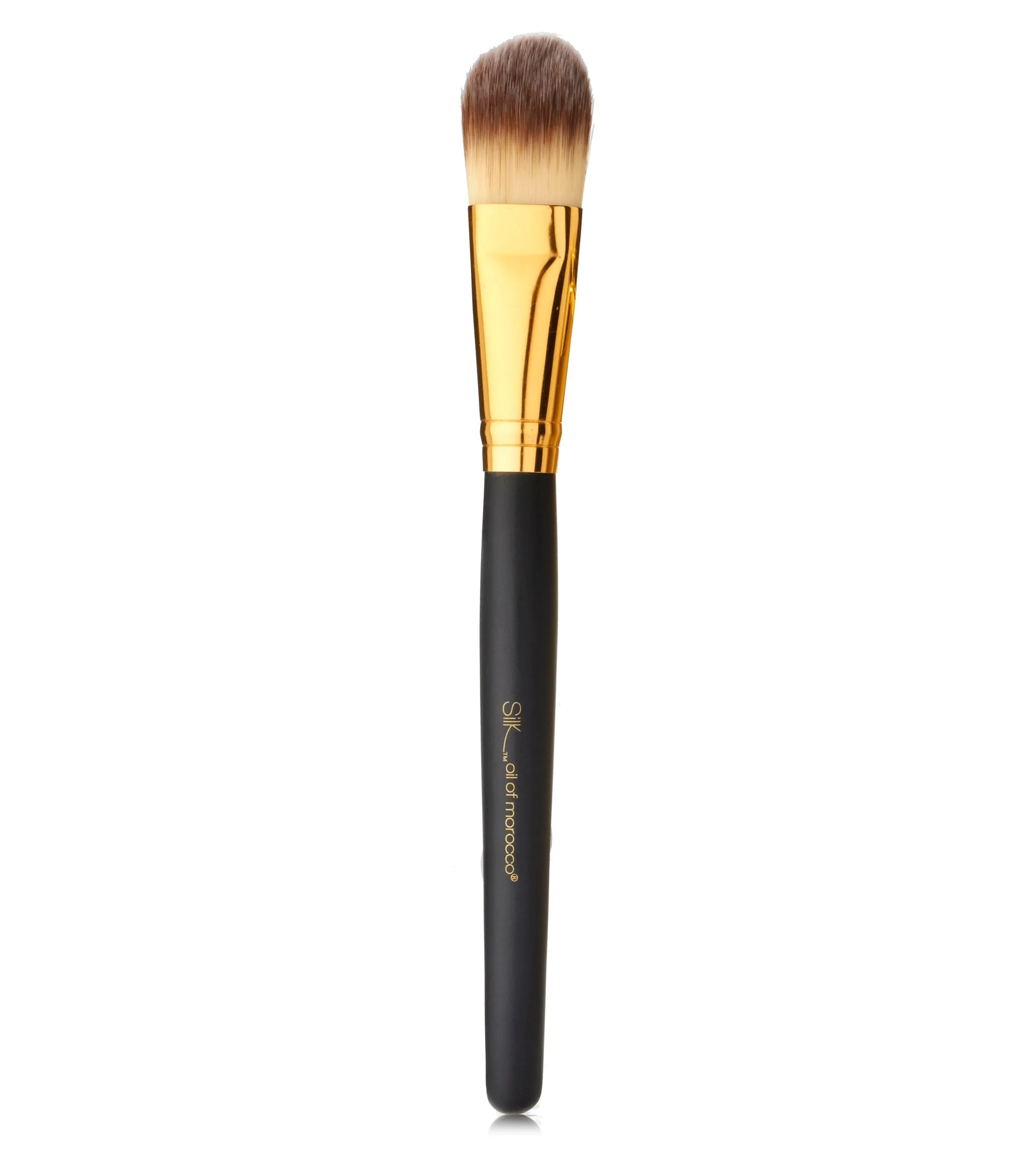 Vegan Foundation Brush - BLACK & GOLD - White Tip